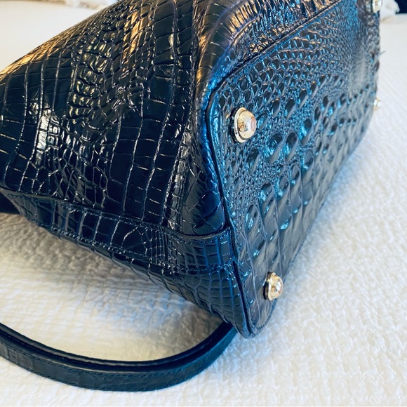 Brahmin Duxbury Crossbody Satchel. Cobalt Blue Melbourn, Croc-Embossed. - Picture 12 of 16